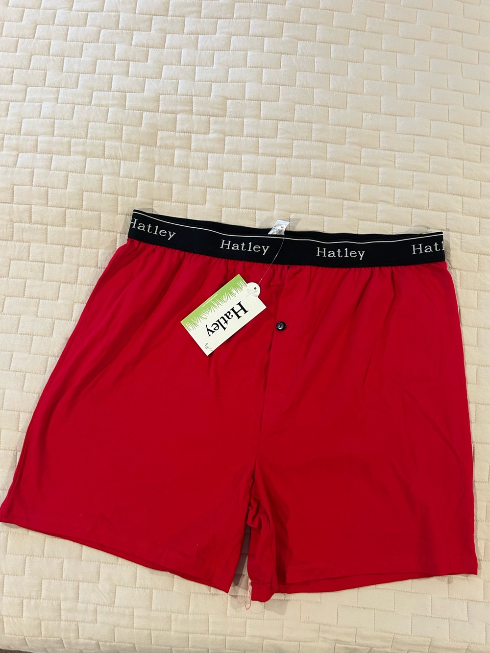 Hatley Men's Bright Red Boxers with Black Branded Waistband